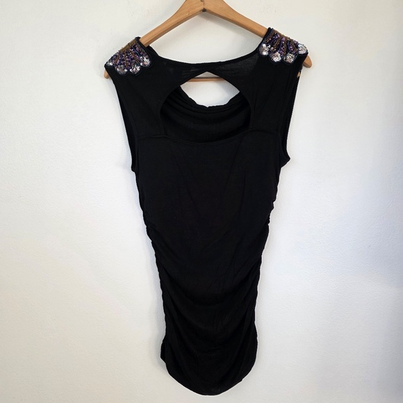 Forever 21 Black Scoop Neck Tank Top with Embellished Shoulders - Small - Picture 8 of 10